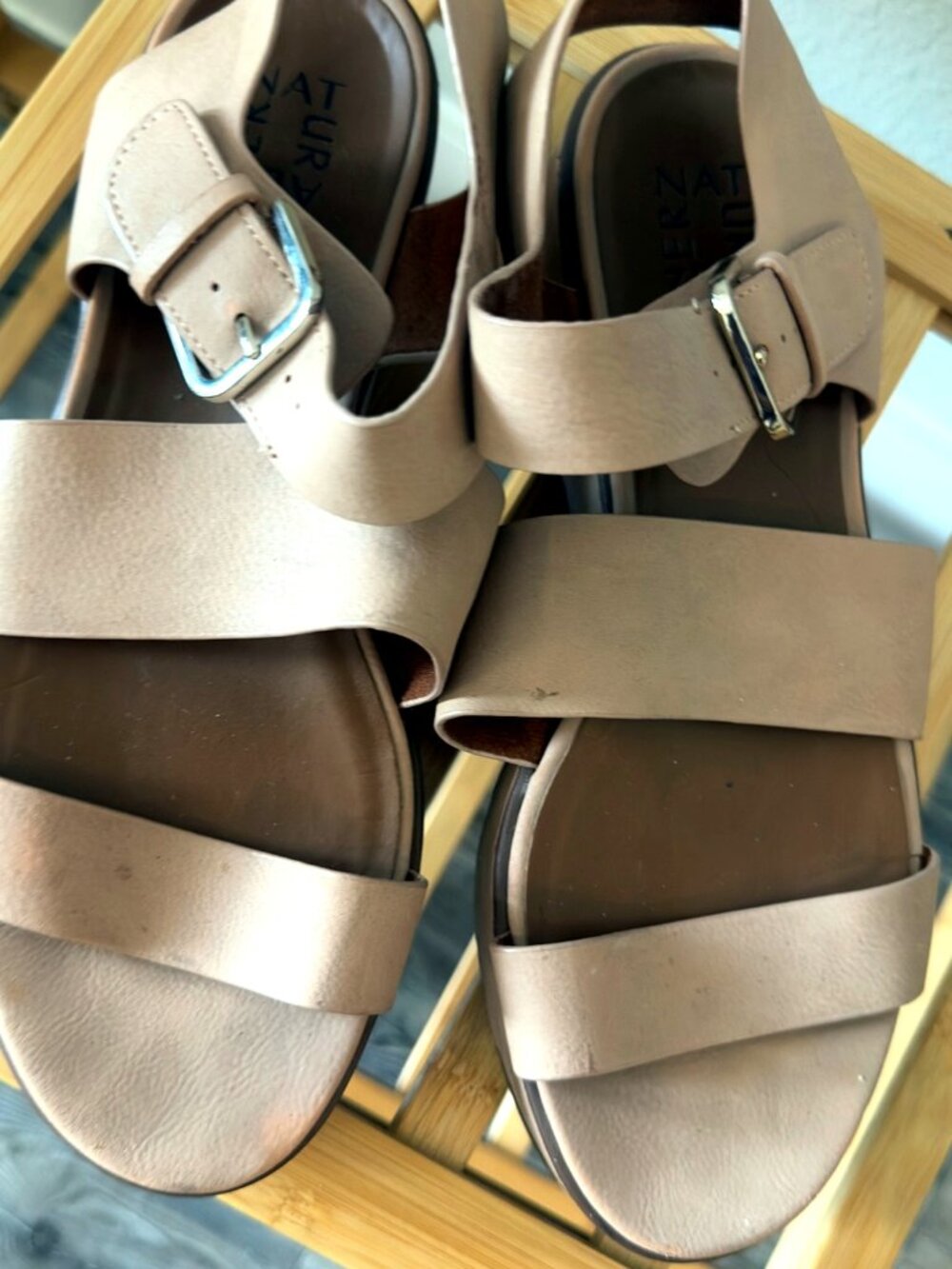 Naturalizer Brooke Nude Platform Sandals (Size 10)